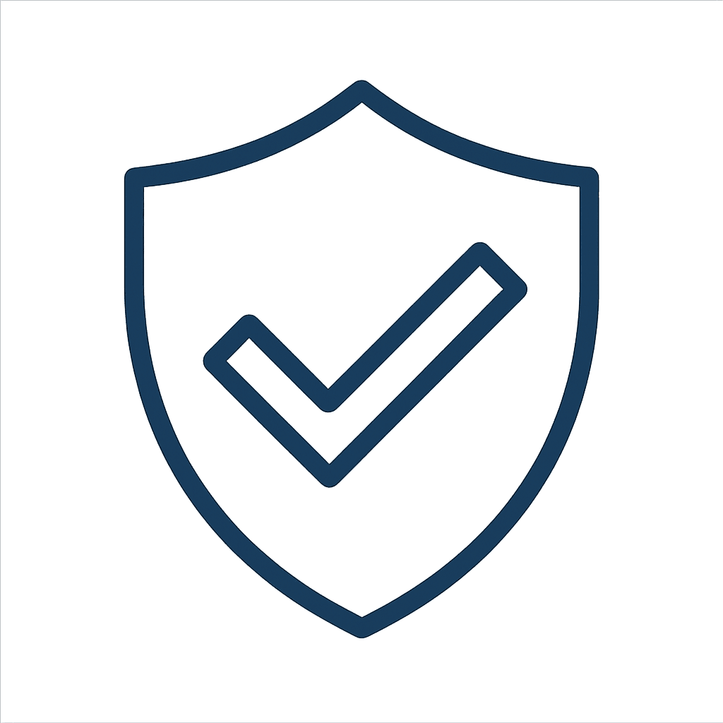 Icono de escudo con check que representa la política de privacidad y la protección de datos en Ruta Mochilera