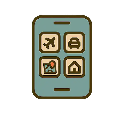 Icono de smartphone con mapa, guía de apps viajeras imprescindibles para mochileros